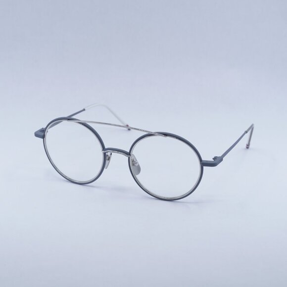 Thom Browne TB108 BGRYSLV50 Eyeglasses Grey/Silver 50mm Round Frame - Picture 3 of 10